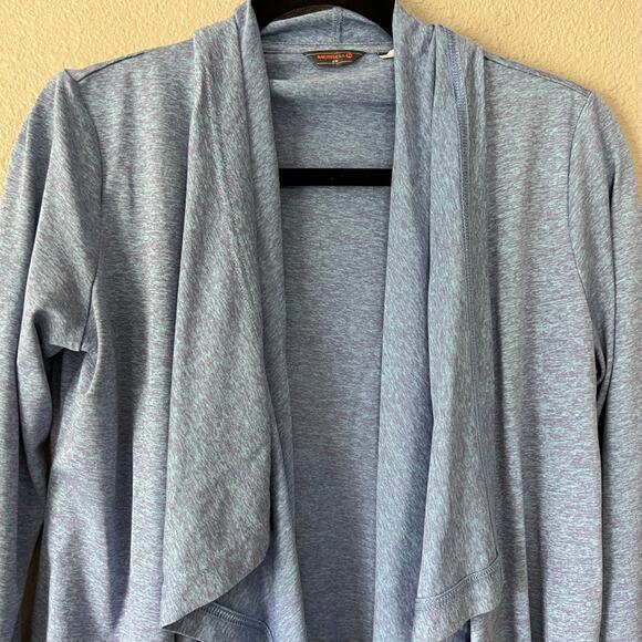 Merrell Open Drape Front Long Sleeve Cardigan Sweater Blue Purple Womens Small - Picture 2 of 9